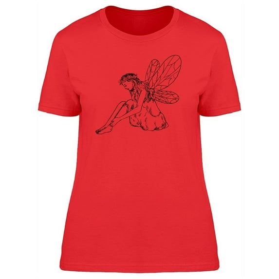 Young Fairy Sitting Silhouette T-Shirt Women -Image by Shutterstock, Female Large
