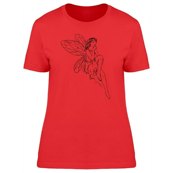Young Fairy Thinking Silhouette T-Shirt Women -Image by Shutterstock, Female Medium