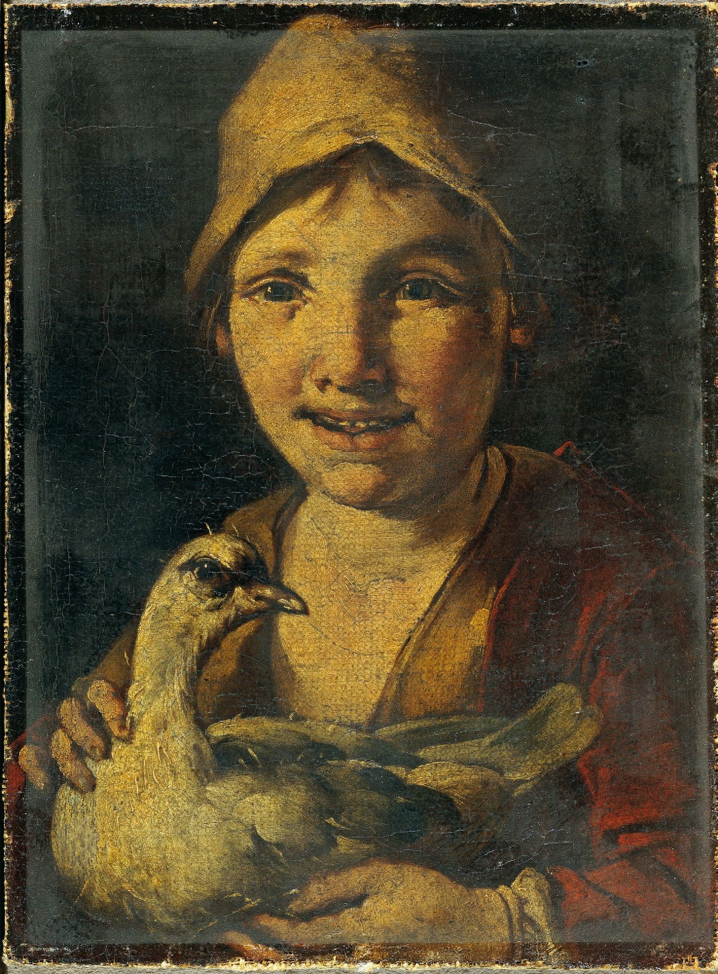 Young Farmer With Fowl Canvas Art - (24 x 36)
