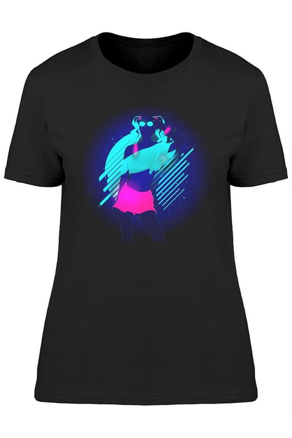 Young Girl In 80s Retro Style T-Shirt Women -Image by Shutterstock, Female XX-Large