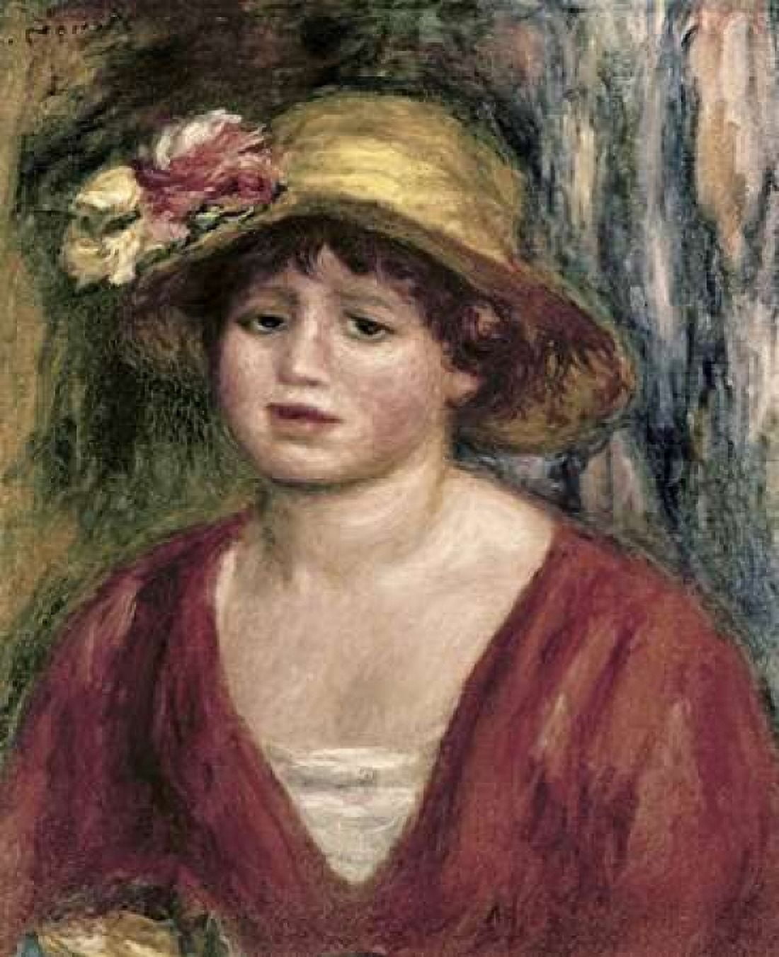 Young Girl In a Red Dress Canvas Art - Pierre-Auguste Renoir (24 x 30)