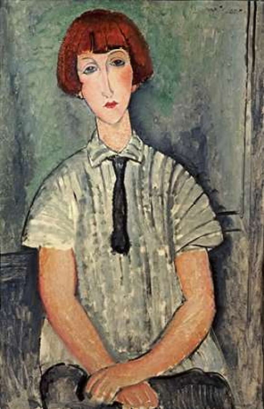 Young Girl In a Striped Shirt Canvas Art - Amedeo Modigliani (12 x 18)