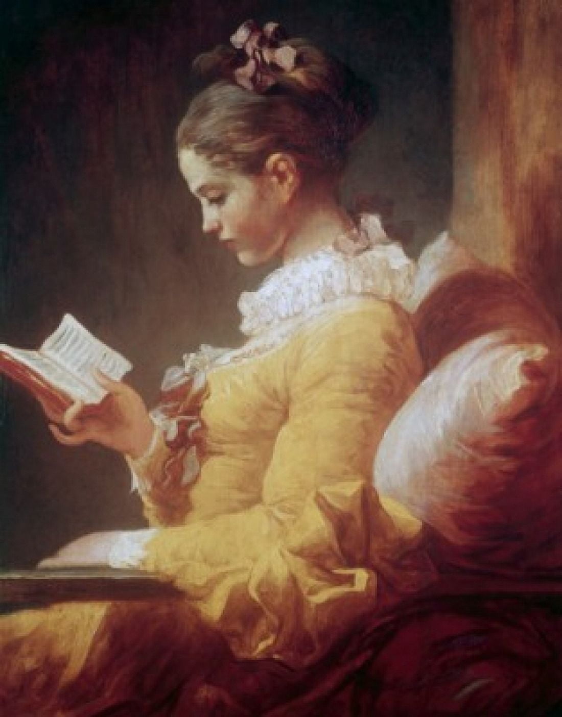 Young Girl Reading C1776 Jean HonorÔø? Fragonard (1732-1806 French) National Gallery of Art Washington DC USA Canvas Art - Jean Honor Fragonard (18 x 24)