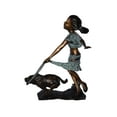 thumbnail image 1 of Young Girl Running with Her Dog Bronze Statue - Size: 16"L x 36"W x 39"H., 1 of 10
