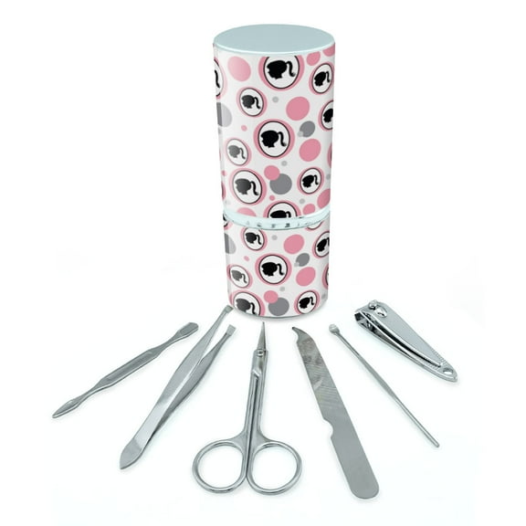 Young Girl Silhouette in Cameo Oval Frame Manicure Pedicure Grooming Beauty Care Travel Kit