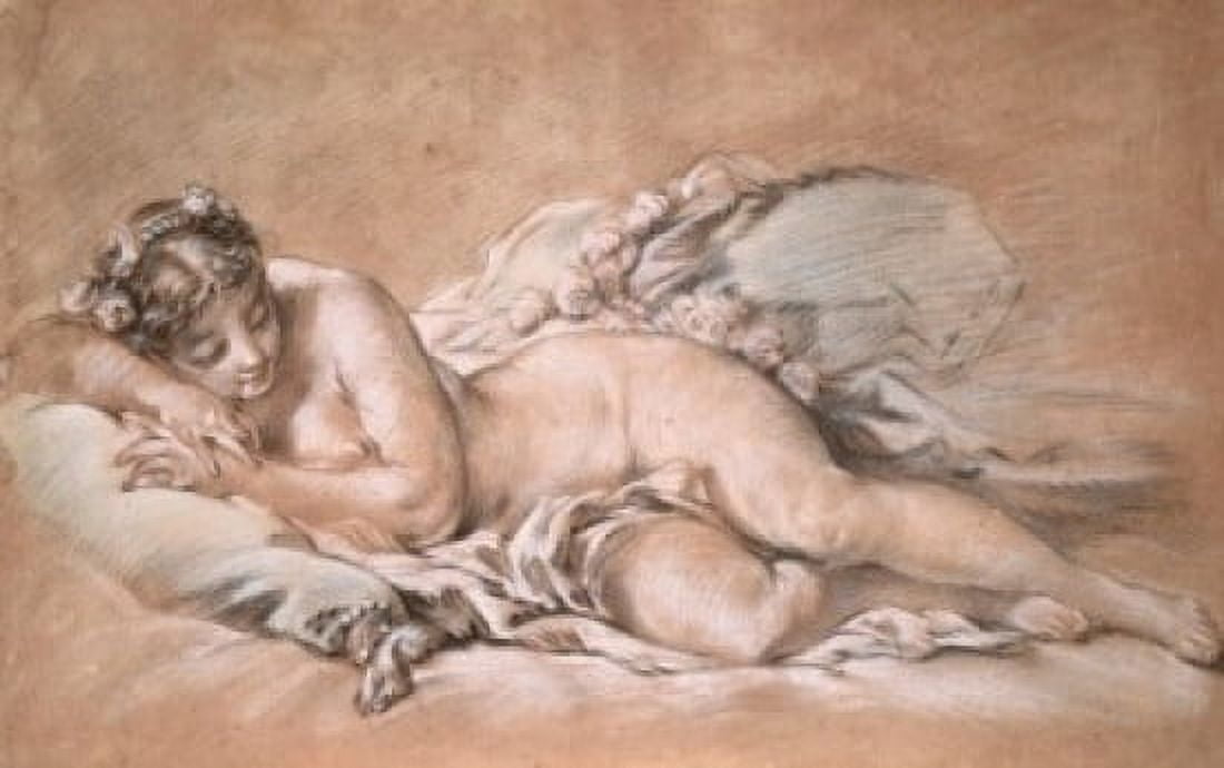 A Young Girl Sleeping 1758 Francois Boucher (1703-1770French) Charcoal and chalk Pushkin Museum of Fine Arts Moscow Canvas Art - Francois Boucher (24 x 36)