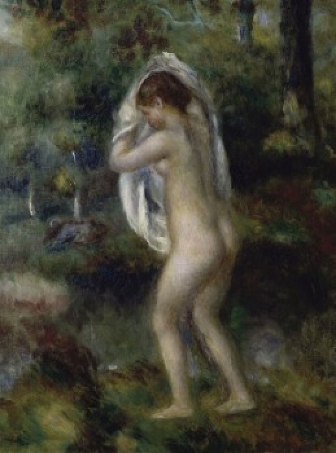 Young Girl Undressing To Bathe In The Forest Pierre Auguste Renoir (1841-1919French) Forbes Collection New York City Canvas Art - Pierre Auguste Renoir (18 x 24)