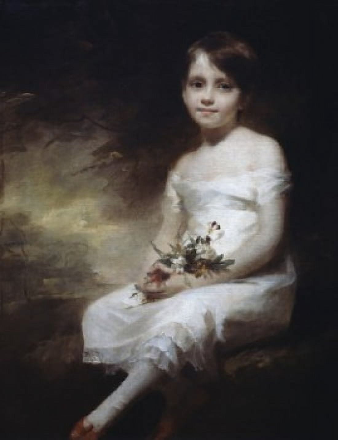 Young Girl With Flowers Henry Raeburn (1756-1823 British) Musee du Louvre Paris France Canvas Art - Henry Raeburn (18 x 24)