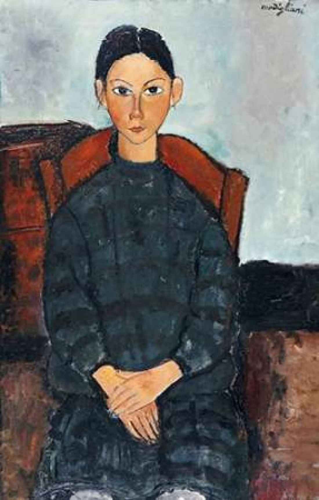 Young Girl With a Black Apron Canvas Art - Amedeo Modigliani (12 x 18)