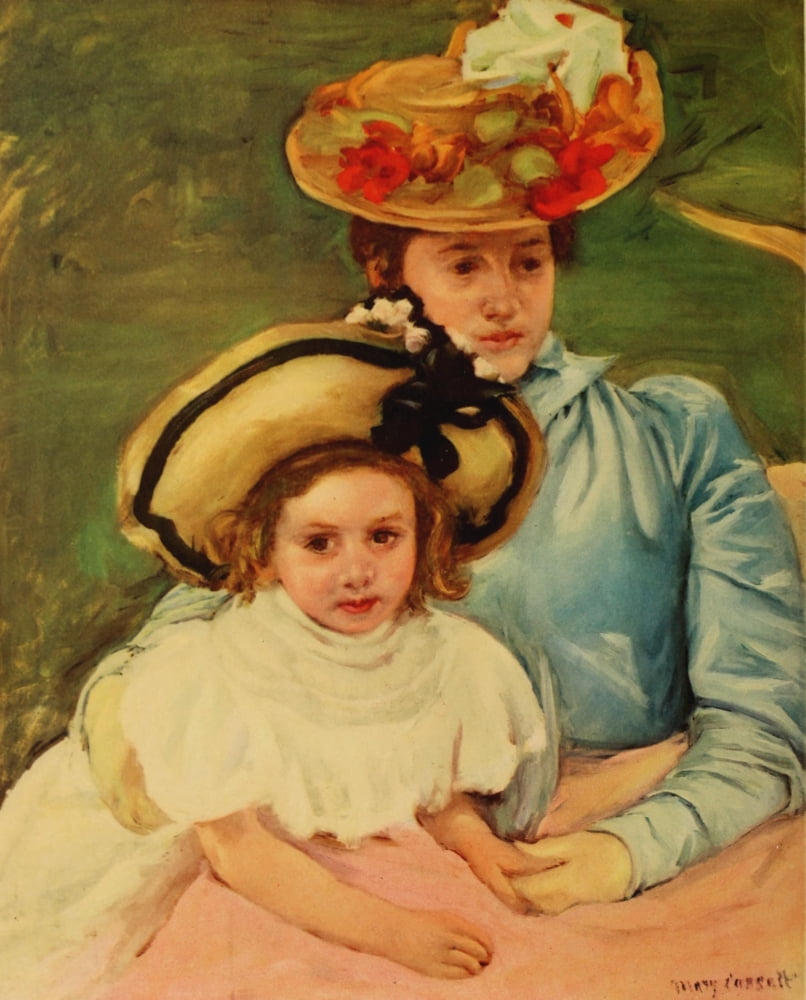 Young Girl in a Large Hat 1901 Canvas Art - Mary Cassatt (24 x 36)