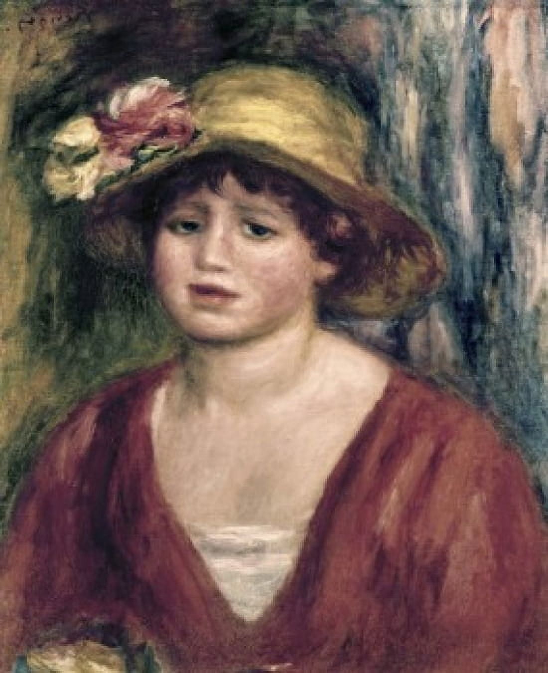 Young Girl in a Red Dress Pierre Auguste Renoir (1841-1919French) Canvas Art - Pierre Auguste Renoir (18 x 24)