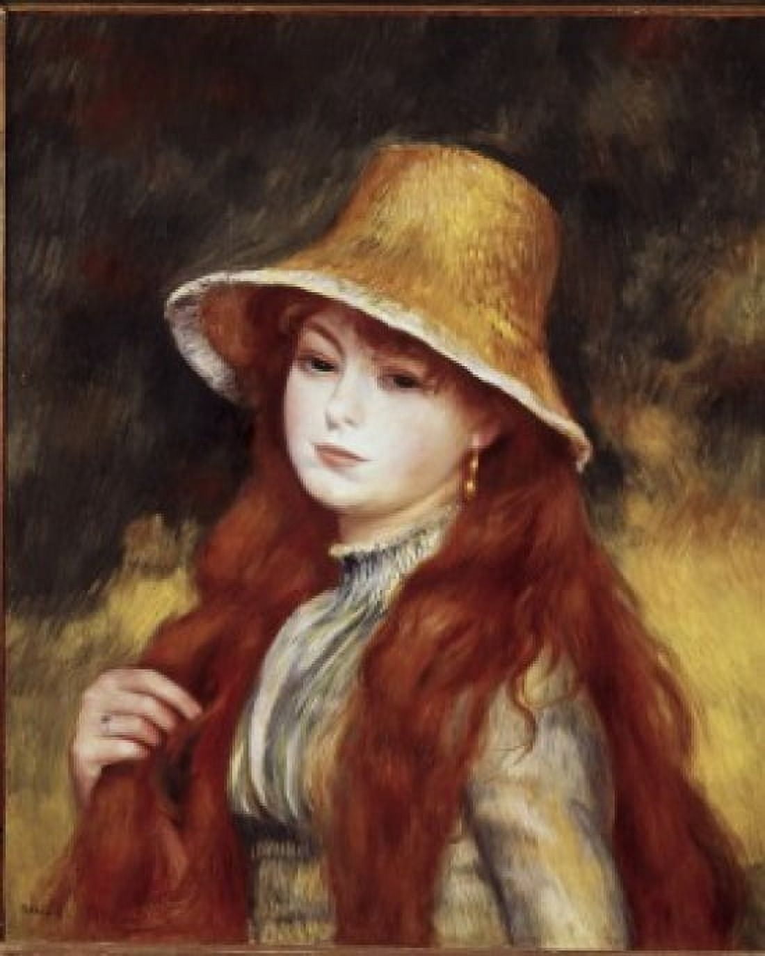 Young Girl in a Straw Hat Pierre Auguste Renoir (1841-1919 French) Oil on canvas Canvas Art - Pierre Auguste Renoir (18 x 24)
