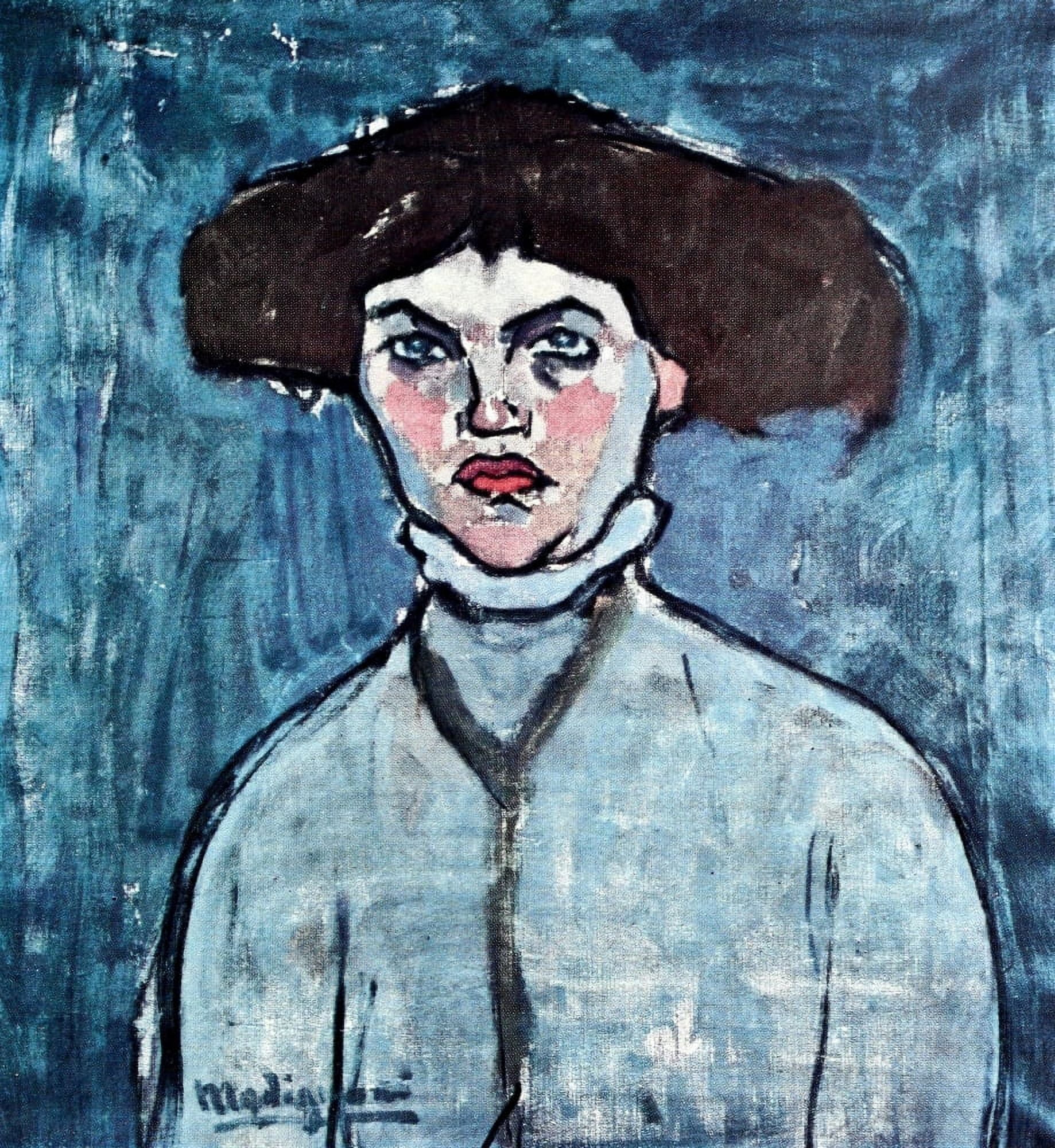 Young Girl with Hat 1908-9 Canvas Art - Amedeo Modigliani (18 x 24)