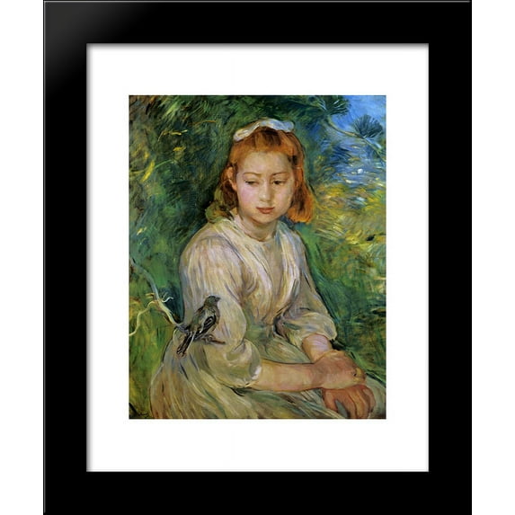 Young Girl with a Bird 20x24 Framed Art Print by Morisot, Berthe
