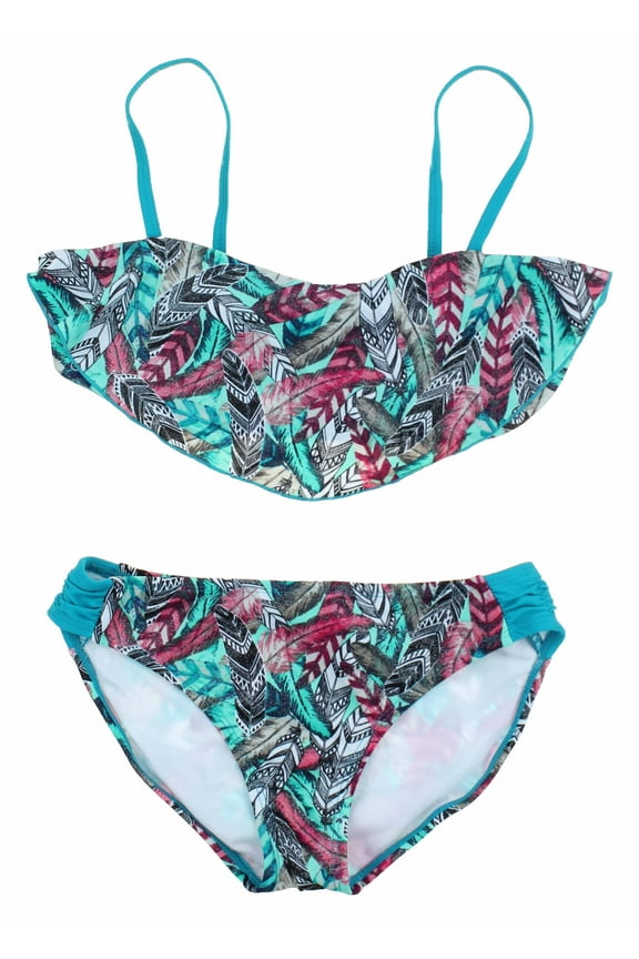 Young Girls Fashion Swimsuits (Multi Feather/Bikini, 8)