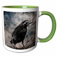 thumbnail image 1 of 3drose, Young Grackle in Black and White, 11oz Two-tone Green Mug, 1 of 6