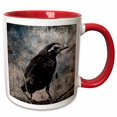 thumbnail image 1 of 3drose, Young Grackle in Black and White, 11oz Two-tone Red Mug, 1 of 6