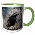 thumbnail image 1 of 3drose, Young Grackle in Black and White, 15oz Two-tone Green Mug, 1 of 6