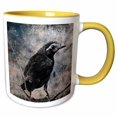 thumbnail image 1 of 3drose, Young Grackle in Black and White, 15oz Two-tone Yellow Mug, 1 of 6