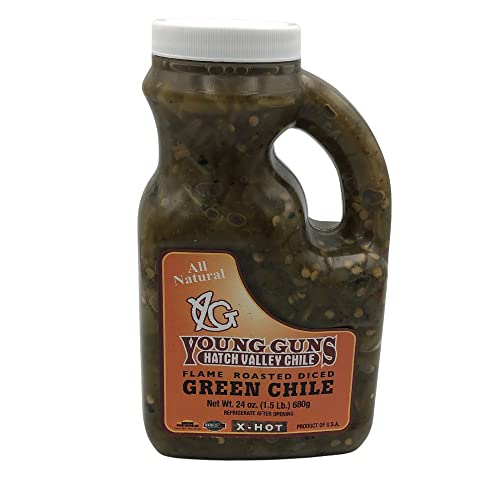 Young Guns Hatch Valley Flame Roasted Diced Chile XHot, 24 oz