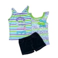 thumbnail image 1 of Young Hearts Girls 3 PC Outfit Leopard Print Shirt Cute Tank Top Blue Shorts 5, 1 of 1