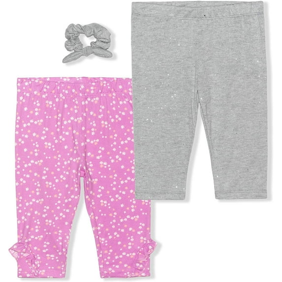 Young Hearts Girls Generic - 2 Pack Leggings with Scrunchie, 4-6X