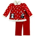 thumbnail image 1 of Young Hearts Infant Girls Red Dot Panda Faux Fur Jacket Pants Fleece Set NB, 1 of 1