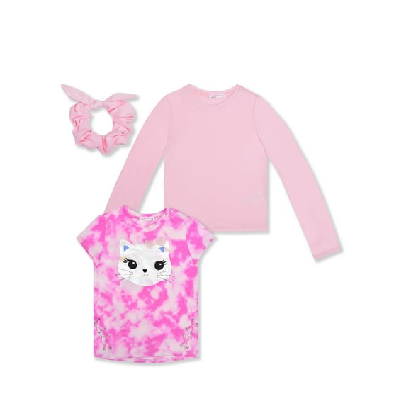 Young Hearts Toddler Girl 2Pk Cat Tees, Size 2T-4T