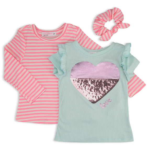 Young Hearts Toddler Girl 2Pk Heart Tees, Size 2T-4T
