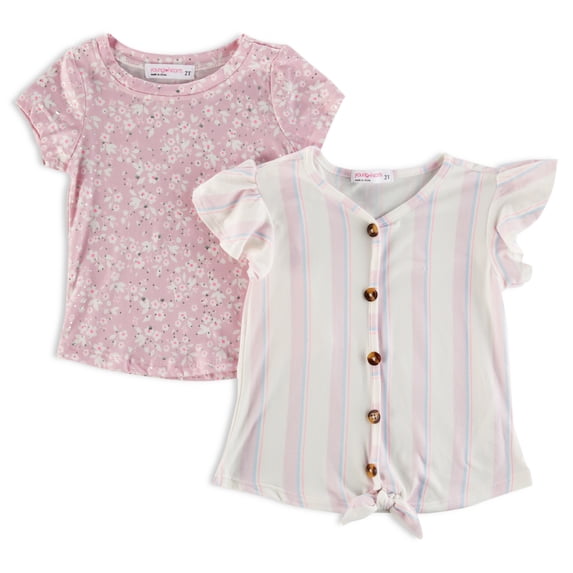 Young Hearts Toddler Girl 2Pk Short Sleeve Tops , Size 2T-4T