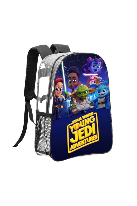 Young Jedi Adventures Pattern Transparent Backpack Lightweight And fashionable Showcasing Personality And Leading The Trend