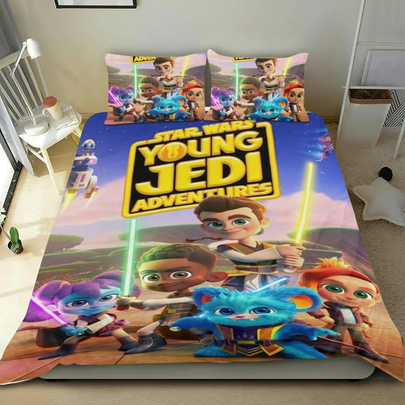 Young Jedi Adventures Themed Bed Sheet Set Three Piece Set 36x75 In ches Comfortable And Skin Friendly Unique Design Creating A Star Studded Night Home Decor Gifts For Family Friends fans