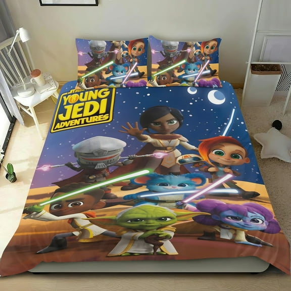 Young Jedi Adventures-themed Bed Sheet Set Three Piece Set Comfortable And Skin Friendly Unique Design Home Decor Gifts For Family Friends fans54''x79''135cm*200cm