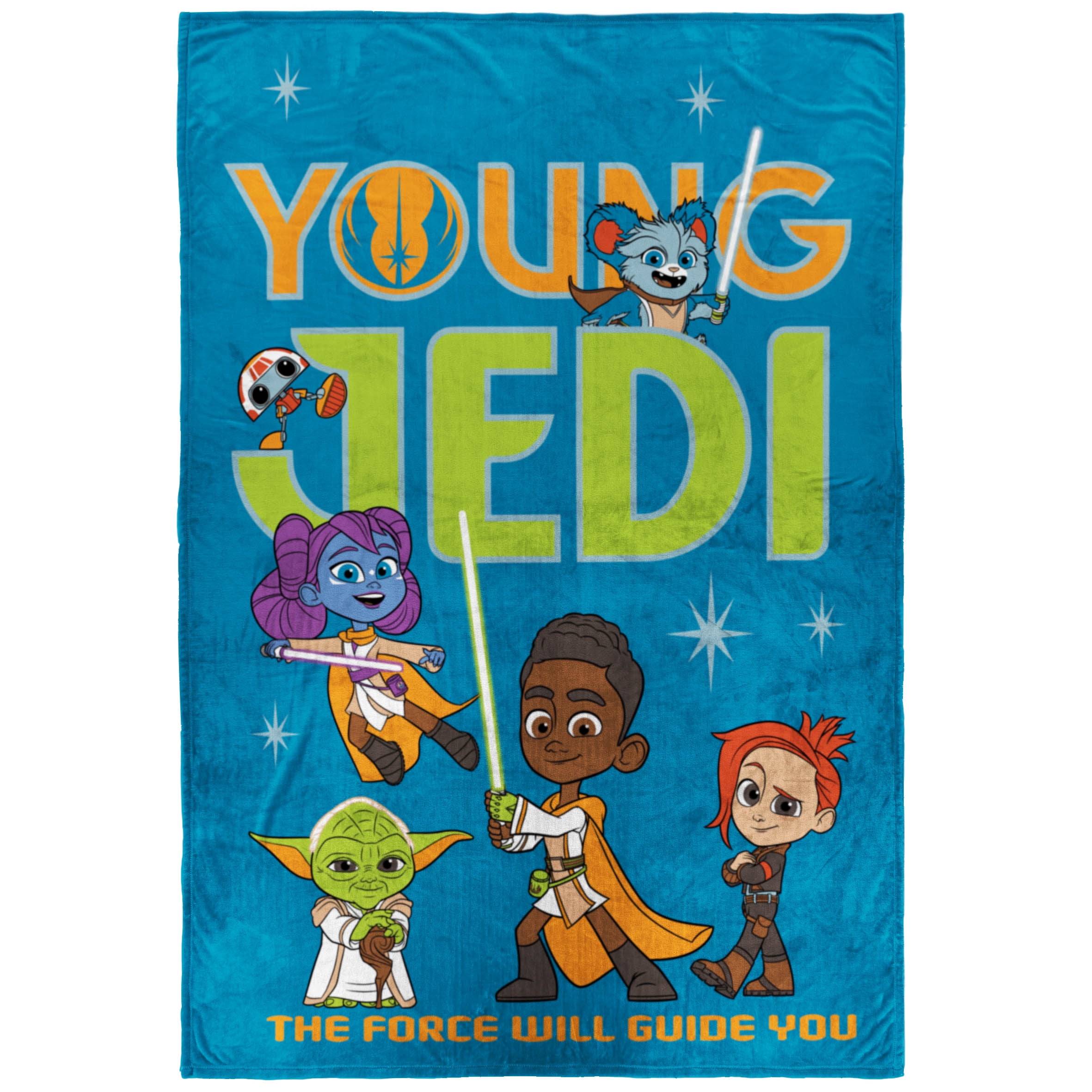 Young Jedi Kids Twin Blanket, 62 x 90, Microfiber, Blue, Star Wars