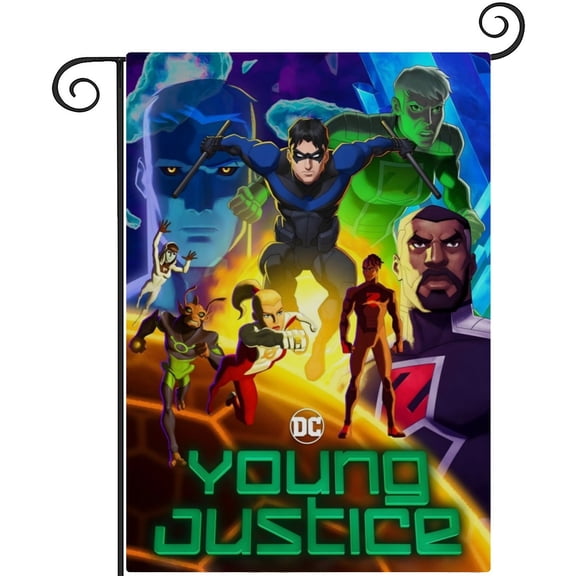 Young Justice-themed Garden Flag. Perfect gift for fans, friends, and family members, and suitable for outdoor activities, party decorations11''x18''