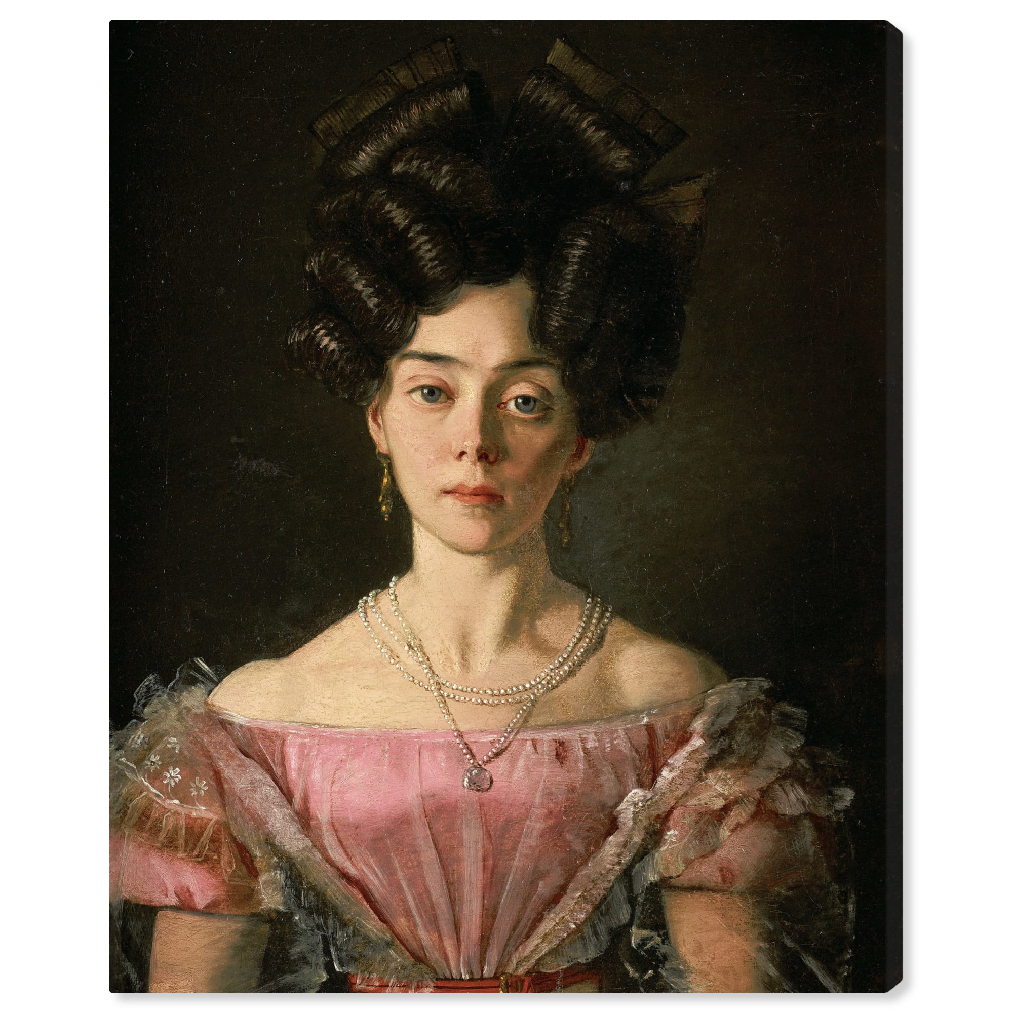 Vintage Portrait of Young Lady on Wrapped Canvas