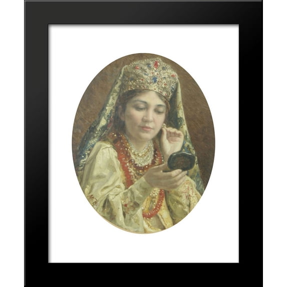 Young Lady Looking into a Mirror 20x24 Framed Art Print by Makovsky, Vladimir