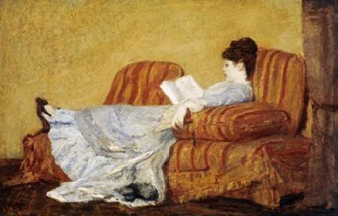Young Lady Reading Canvas Art - Mary Cassatt (12 x 18)