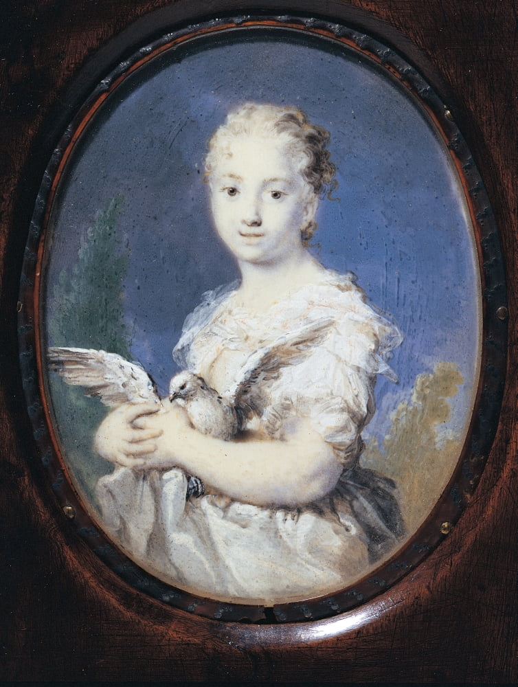 Young Lady With A Dove Canvas Art - (18 x 24)
