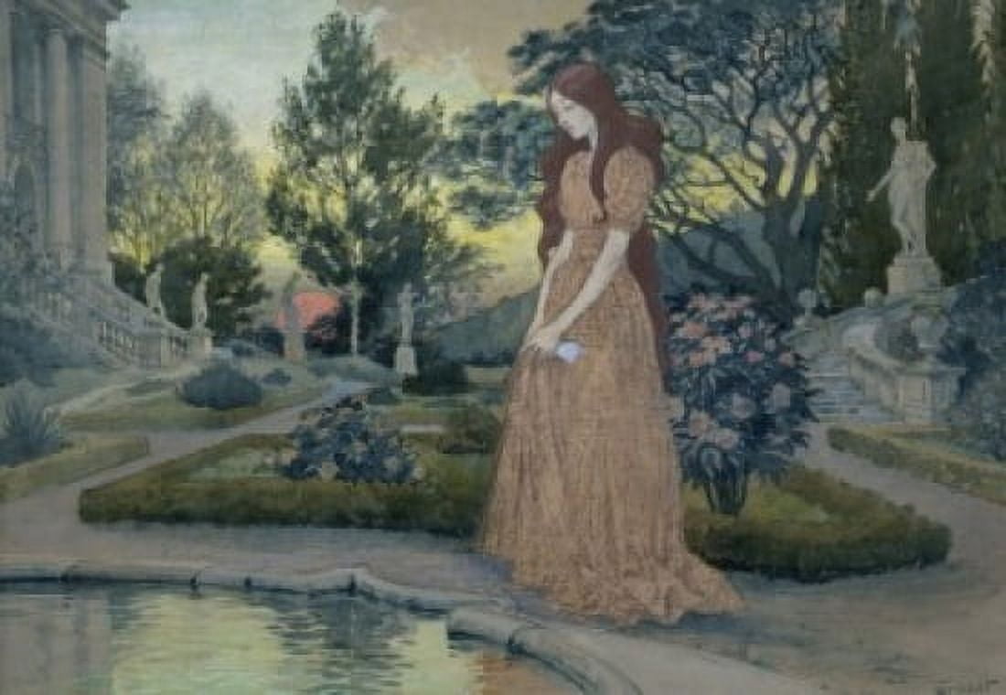 Young Lady in a Garden Eugene Samuel Grasset (1841-1917French) Musee des Artes Decoratifs Paris France Canvas Art - Eugene Samuel Grasset (18 x 24)