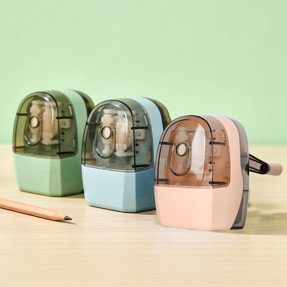 Young Learners' Automatic Pencil Sharpener, Hand Crank Transparent Shavings Box, Compact Portable for Classroom Home by PALIFEUR