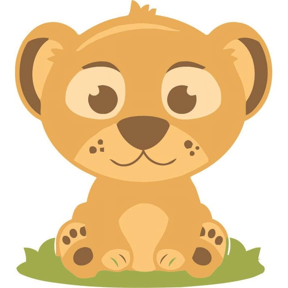 Young Lion Decal Removable Vinyl Sticker African Wildlife Wall Art Cartoon Character Nursery Wall Decorations Home Housewares Living Room Bedroom Office Animal Decor Peel and Stick Design 10x6 inch