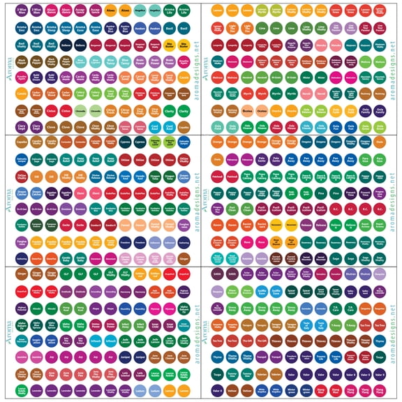 Young Living Essential Oil Cap Stickers (2 Packs) - Complete Set of Lid Labels for Organization