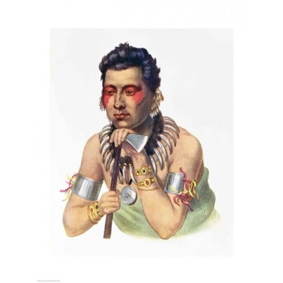 Young Ma-Has-Ka Chief of The Iowas Poster Print - 18 x 24 in.