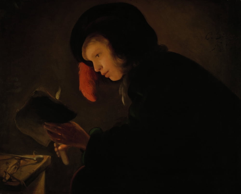 Young Man By Candlelight Canvas Art - (36 x 24)