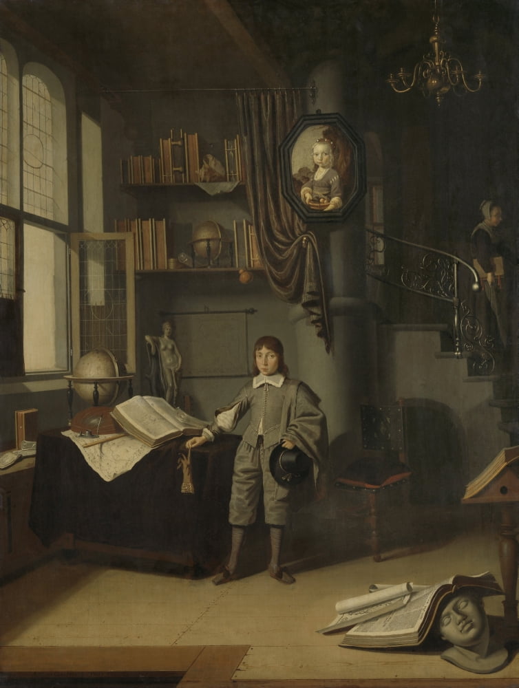 Young Man In A Study Canvas Art - (24 x 36)