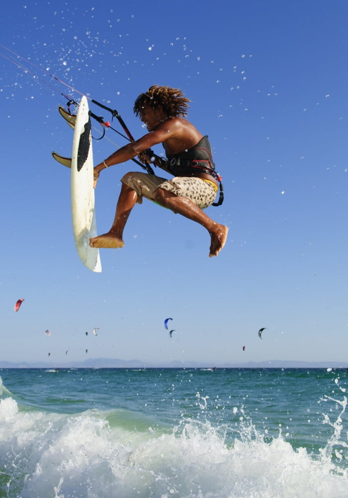 Young Man Kite Surfing Costa De La LuzAndalusiaSpain Canvas Art - Ben Welsh Design Pics (12 x 17)