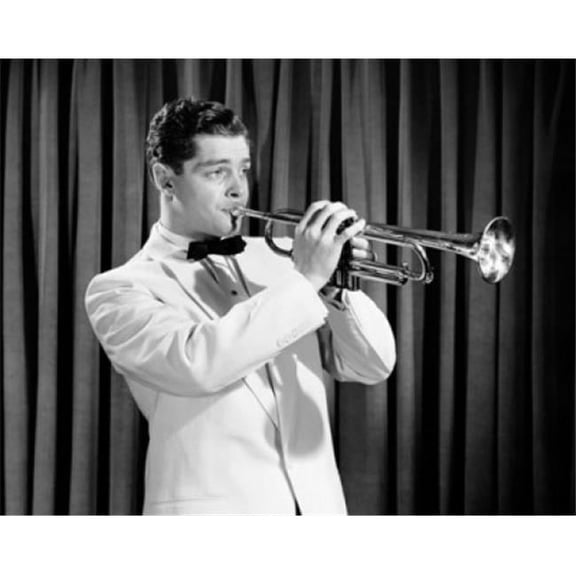 Young Man Playing the Trumpet Poster Print - 18 x 24 in.