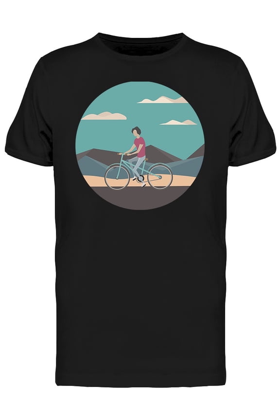 Young Man Riding A Bicycle T-Shirt Men -Image by Shutterstock, Male Large