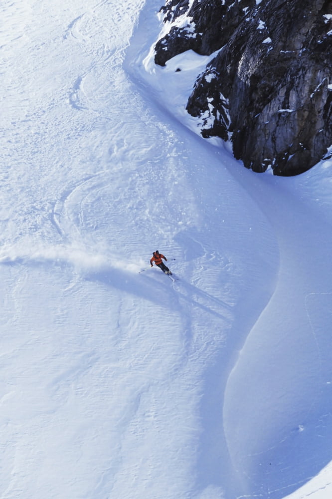 Young Man Skiing On Ungroomed Slope Near Fortress Mountain Alberta Canada Canvas Art - Henry Georgi Photography Inc  Design Pics (22 x 34)